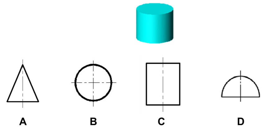 圆柱三面投影图图片