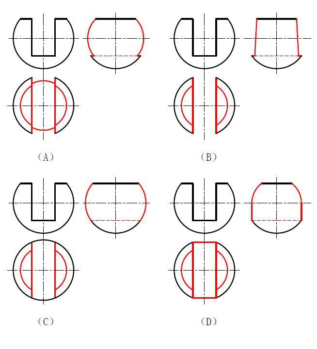 圆球被穿孔的三视图图片