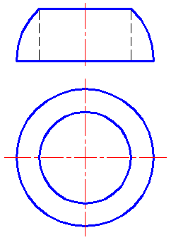 半球上穿圆柱孔,正确的一组视图是 .
