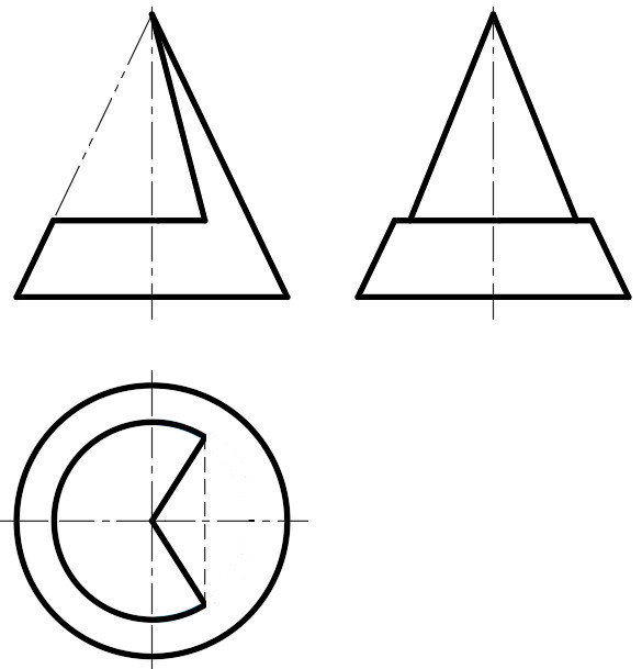 圆锥切面三视图图片
