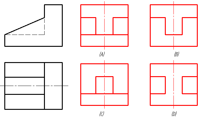单选题根据物体的主俯视图选择正确的左视图5章44png