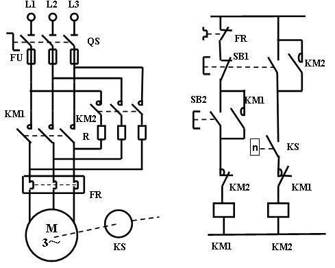 簡要說明三相異步電動機單向反接制動的控制線路的工作原理.