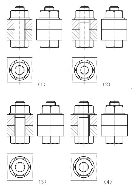 螺栓工程图画法图片