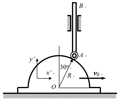 半圆形凸轮以匀速v0=1cm/s水平向左运动,从而使活塞杆ab沿铅垂方.